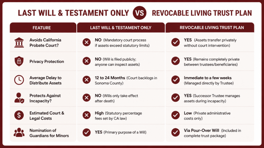Comparison Will vs. Revocable Living Trust in California
