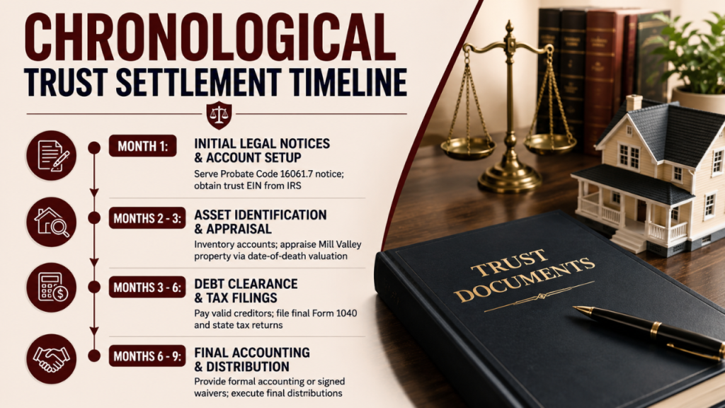chronological trust settlement timeline